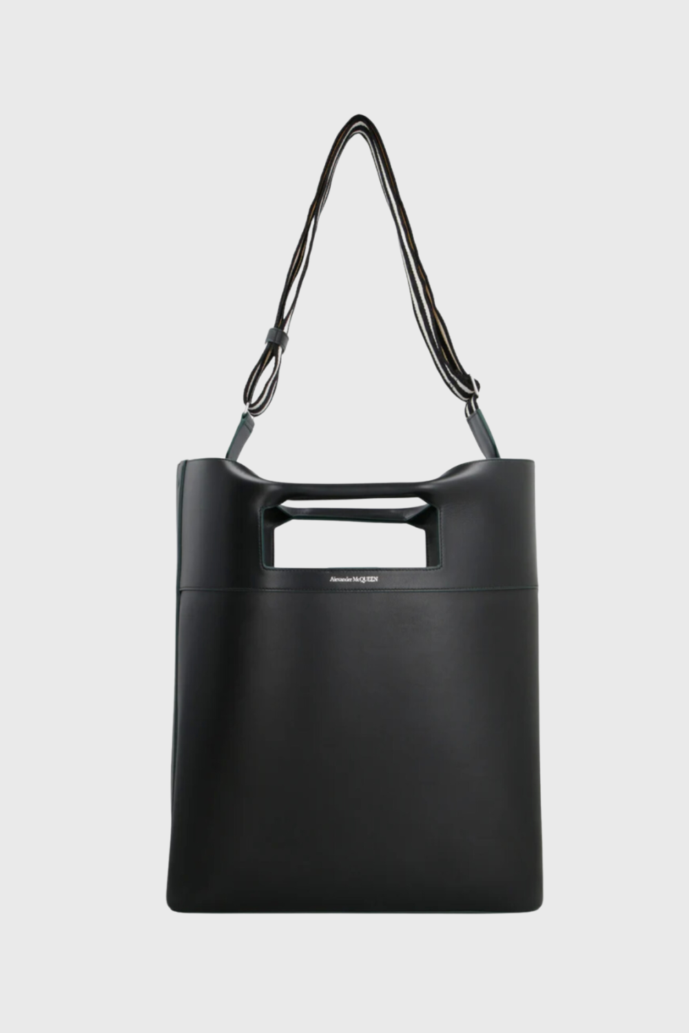 Lush Collective | Alexander McQueen Men's Square Bow Leather Bag in Black Strap