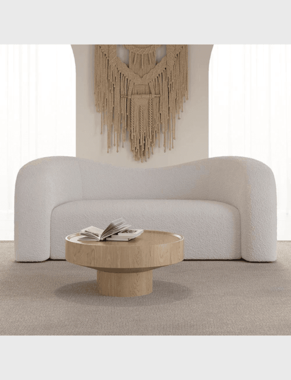 Lush Collective | Homary Modern 67" White Boucle Upholstered Curved 2 Seater Sofa for Living Room