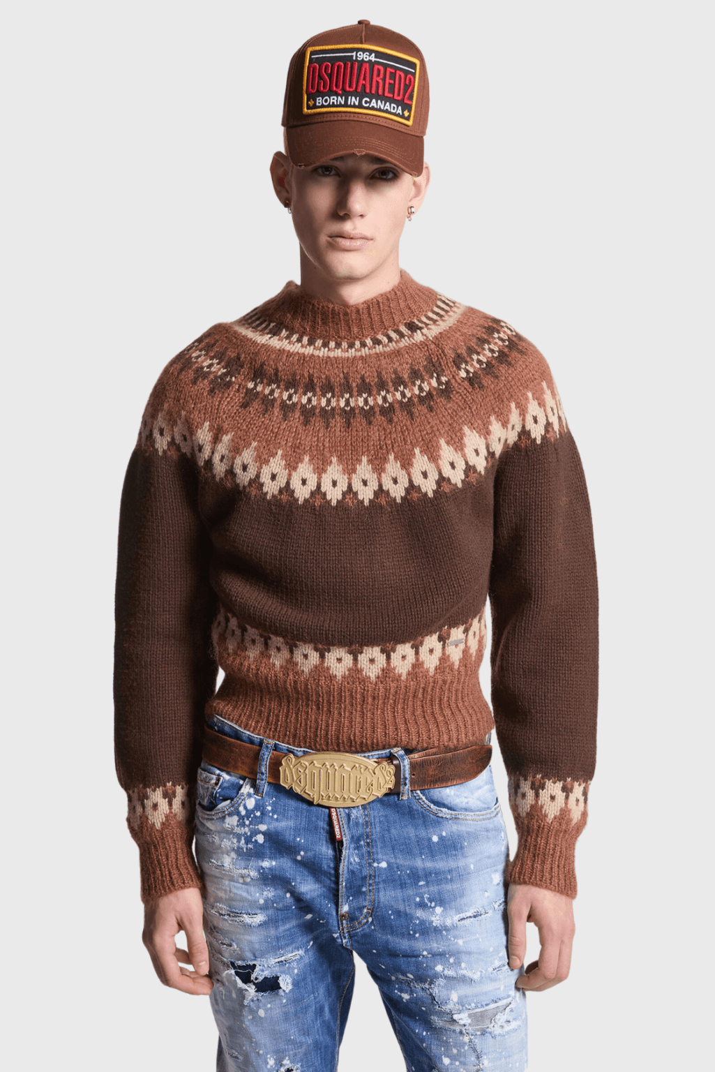 Lush Collective | DSQUARED2 Jacquarded Mohair Knit Cropped Jumper