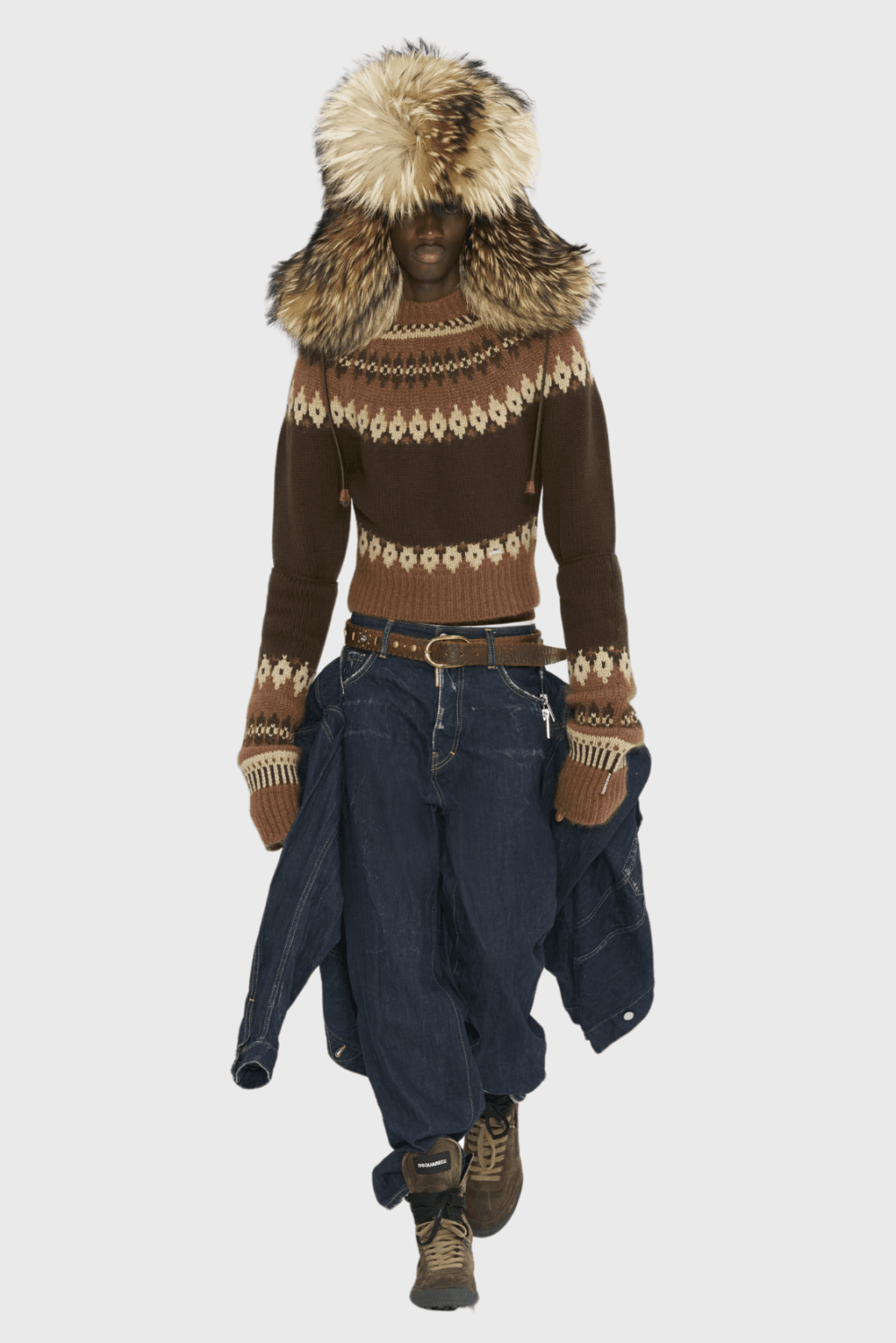 Lush Collective | DSQUARED2 Jacquarded Mohair Knit Cropped Jumper Runway