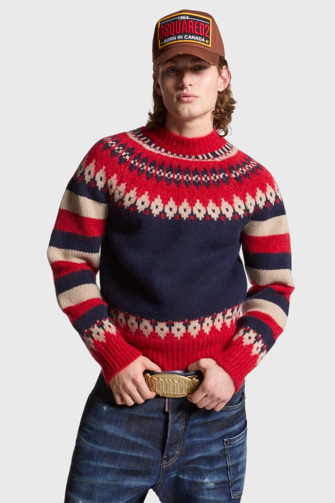 Lush Collective | DSQUARED2 Red Jacquarded Mohair Knit Jumper