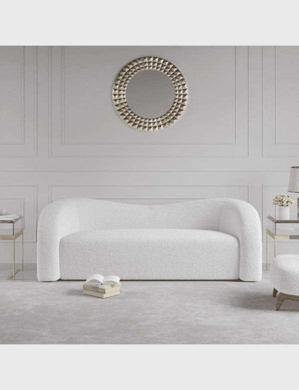 Lush Collective | Homary Modern 90.6" White Boucle Upholstered Curved 3 Seater Sofa for Living Room