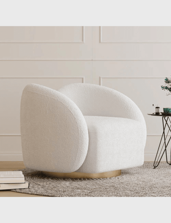 Lush Collective | Homary Modern White Swivel Accent Chair Cloud Boucle Lounge Chair