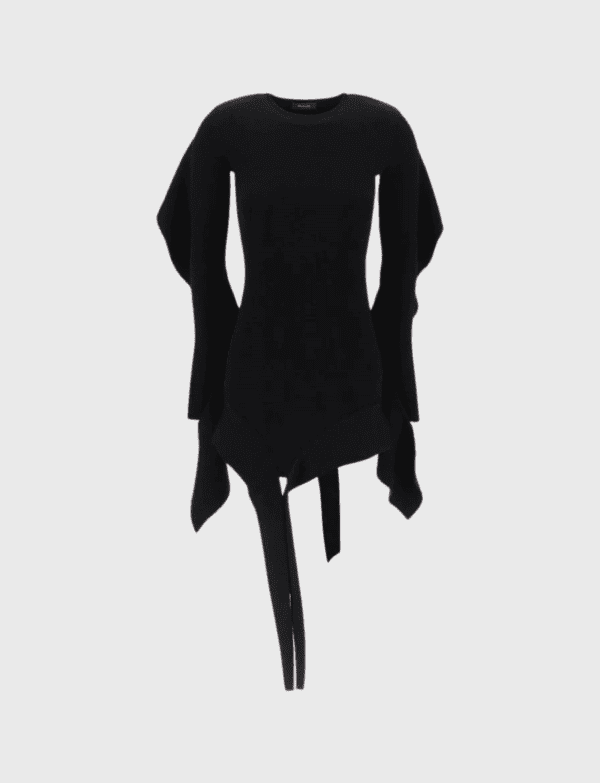 Lush Collective | Mugler Asymmetric Mini Dress With Ruffle Details Nero