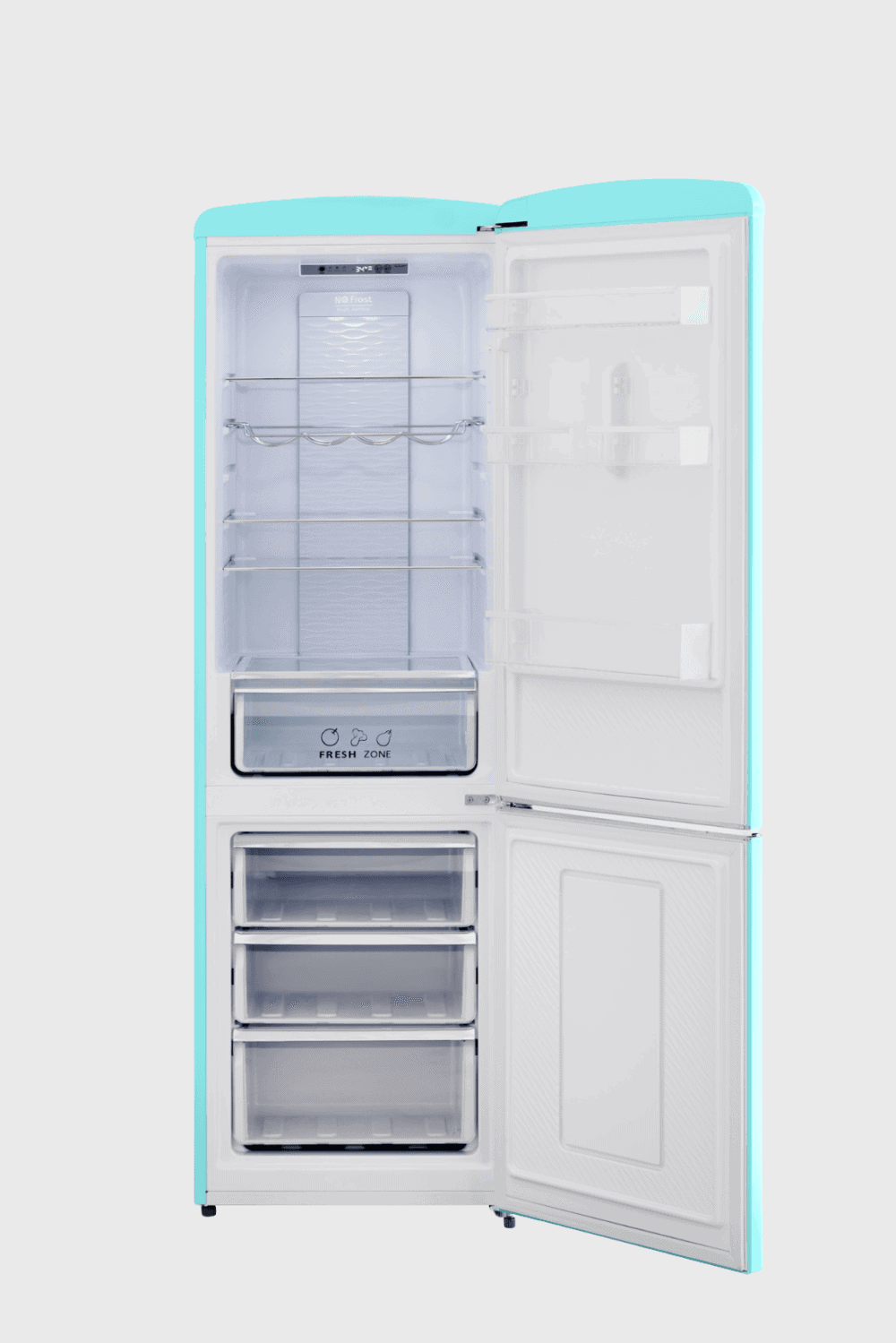 Lush Collective | iio Kitchen Retro RR2 (iRR2-2412) 12 cu. ft. frost free Retro refrigerator with bottom freezer Open