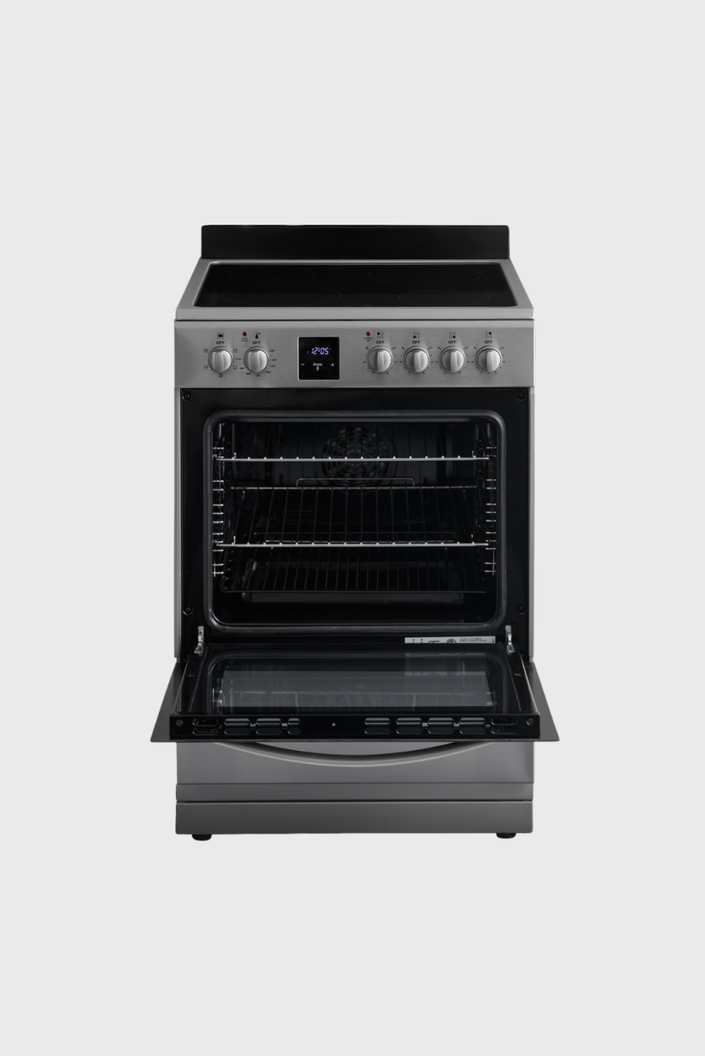 Lush Collective | iio Kitchen Stove ER1 24-inch Freestanding Electric Stove with three cu. ft. Convection Oven Open