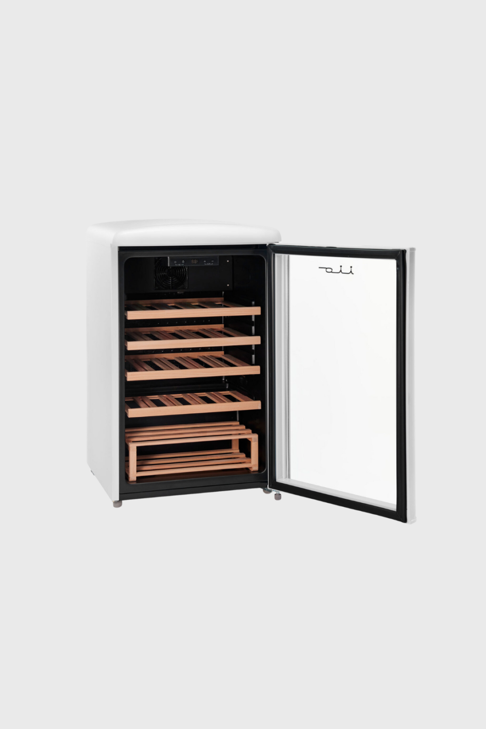 Lush Collective | iio Kitchen Wine Cooler WC1 (iFF2-WS30) 30 bottle Retro-style, single zone, free standing wine cooler Open