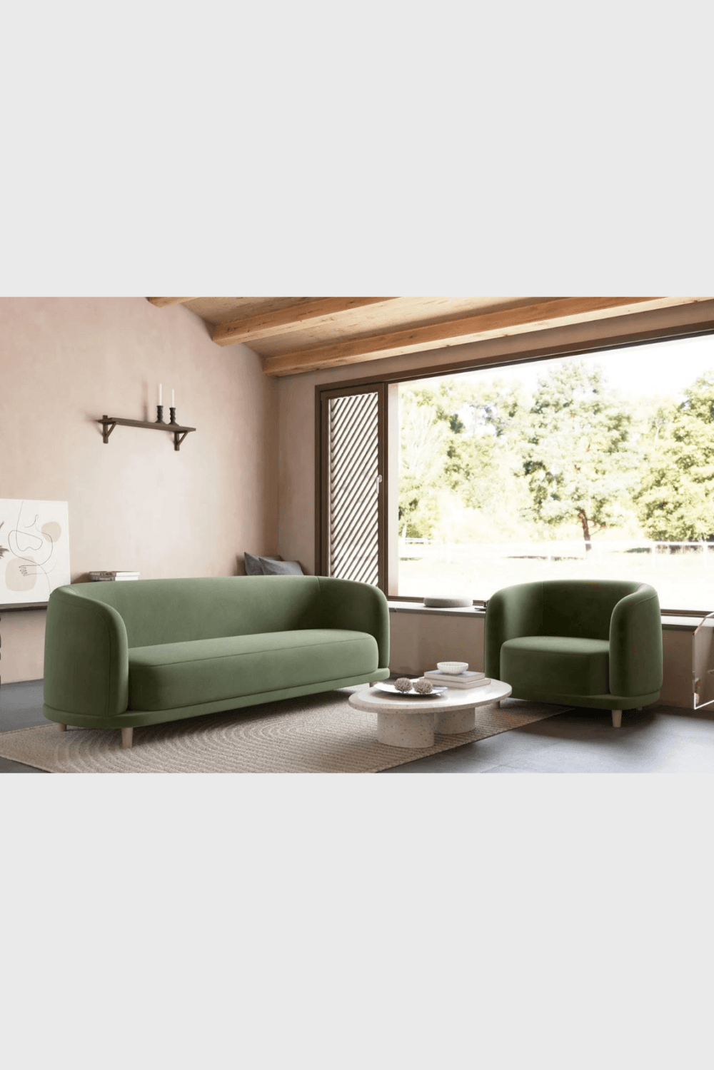 Acanva Cora Velvet Curved 3-Seater Couch Sofa