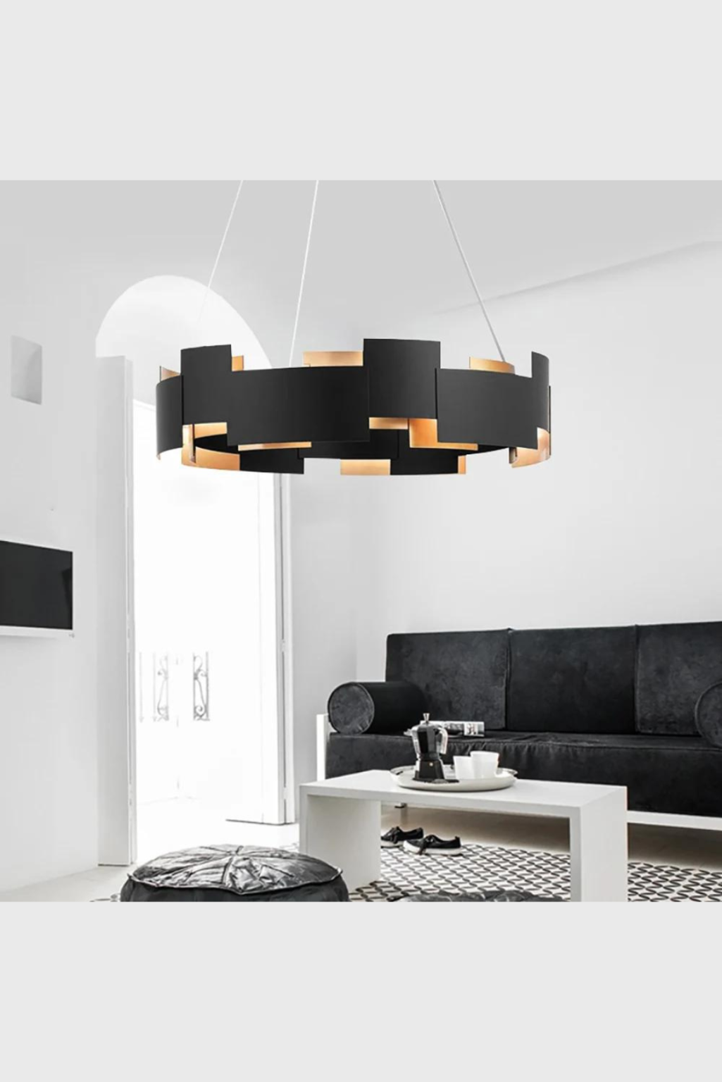 Lush Collective | Homary Modern 8-Light Living Room LED Chandelier in Black