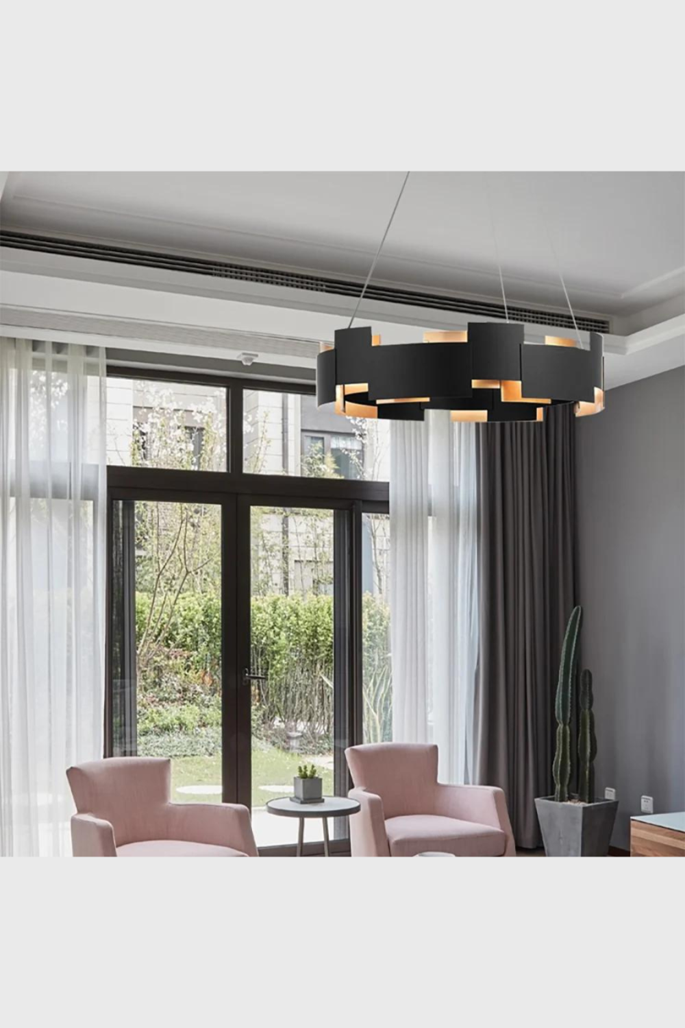 Lush Collective | Homary Modern 8-Light Living Room LED Chandelier in Black Living Room