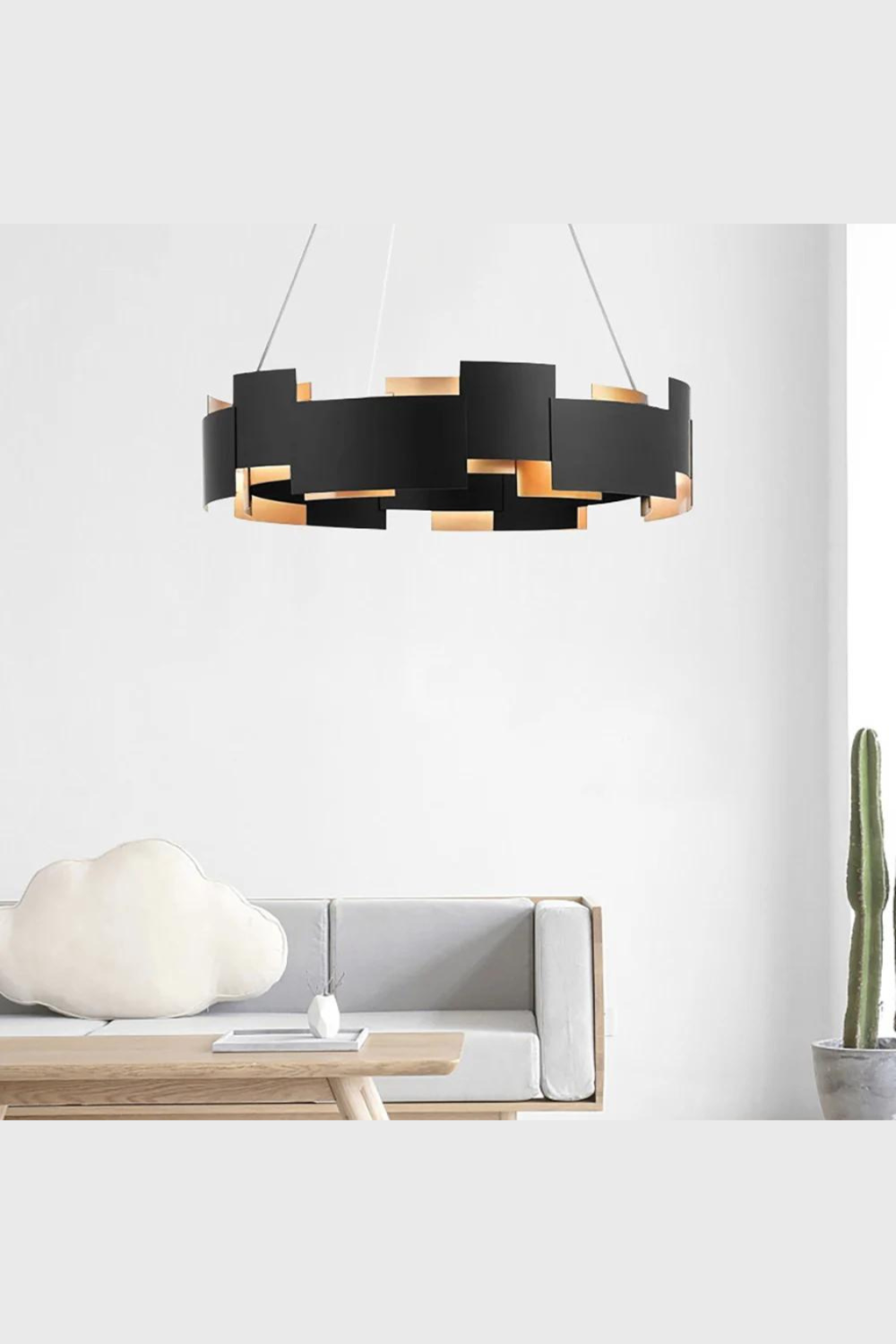 Lush Collective | Homary Modern 8-Light Living Room LED Chandelier in Black Sofa