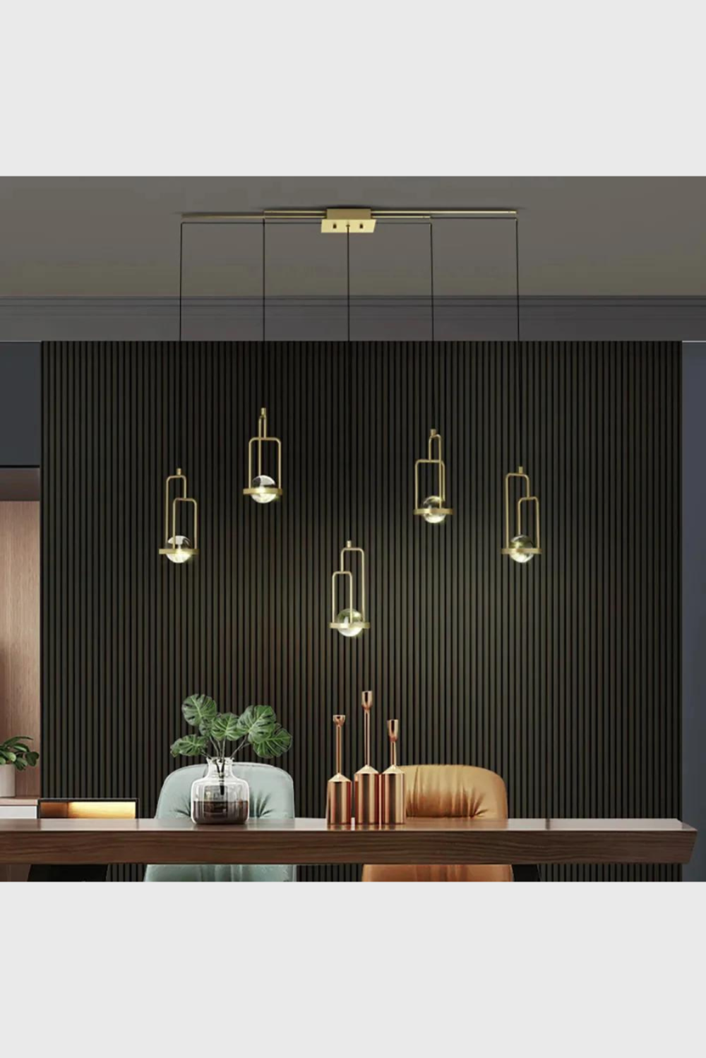 Lush Collective | Homary 5-Light Kitchen Island light Crystal Linear Pendant Light in Gold Kitchen Island