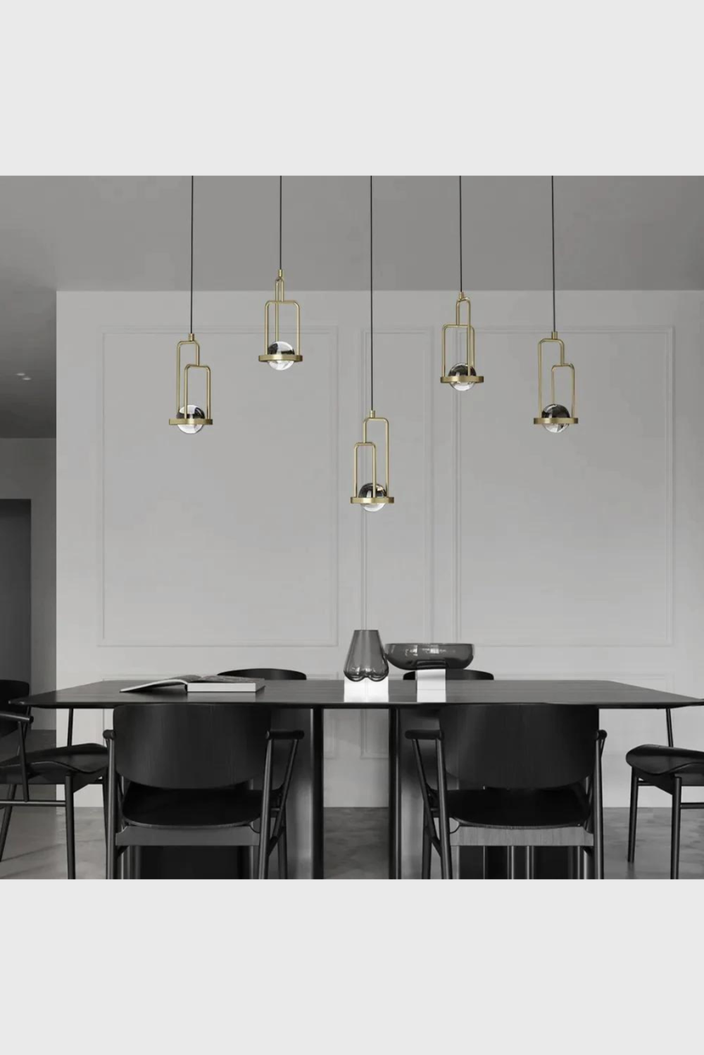 Lush Collective | Homary 5-Light Kitchen Island light Crystal Linear Pendant Light in Gold Dining Room