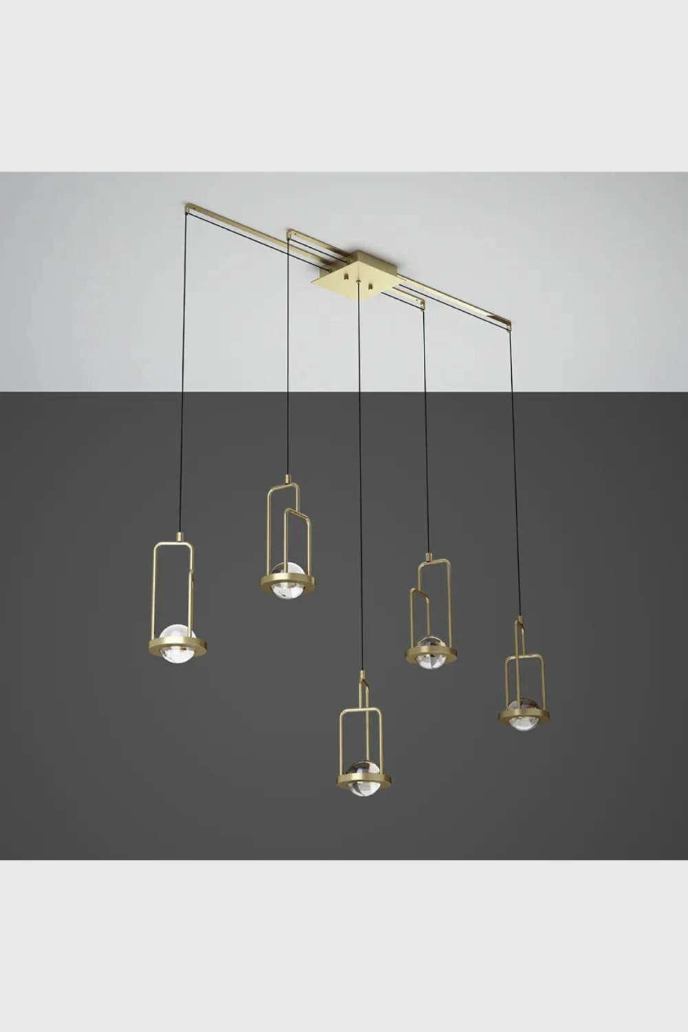 Lush Collective | Homary 5-Light Kitchen Island light Crystal Linear Pendant Light in Gold Detail