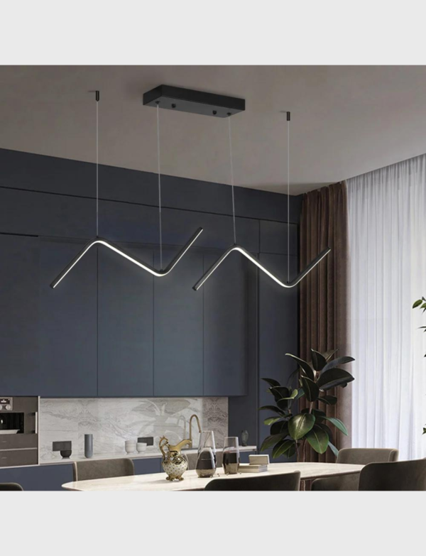 Lush Collective | Homary Minimalist Black Geometric Island Light 2-Light Linear LED Kitchen Pendant Light