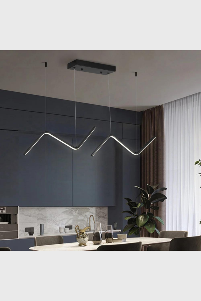 Lush Collective | Homary Minimalist Black Geometric Island Light 2-Light Linear LED Kitchen Pendant Light