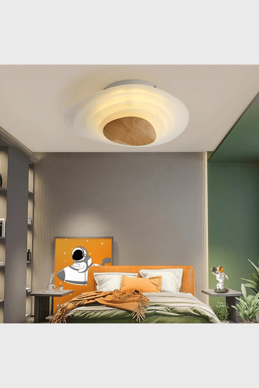 Lush Collective | Homary Minimalist LED White Flush Mount Ceiling Light Metal Acrylic and Wood Kid's Room