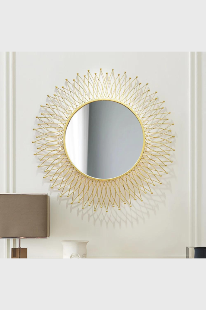 Lush Collective | Homary Modern & Luxury Round Gold Sun Metal Wall Mirror Decorative Art