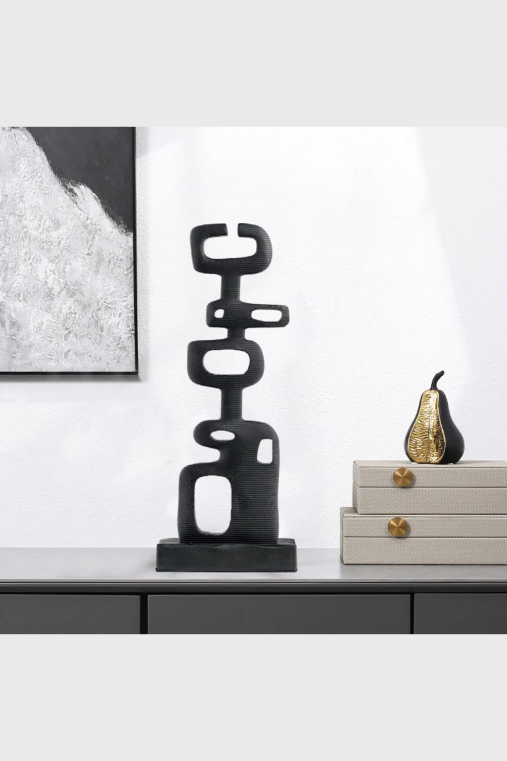 Lush Collective | Homary Modern Abstract Resin Sculpture Home Decorative Figurine Desk Decor Art in Black