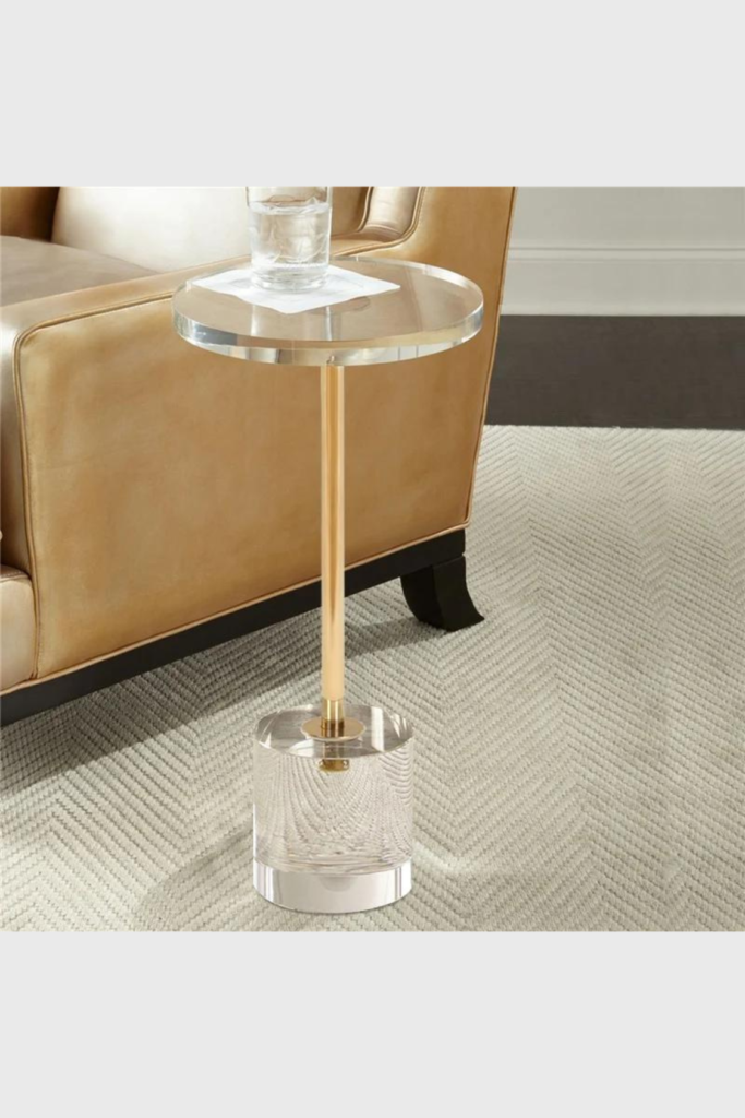 Lush Collective | Homary Acrylic Round Side Table Clear Stylish End Table Stainless Steel