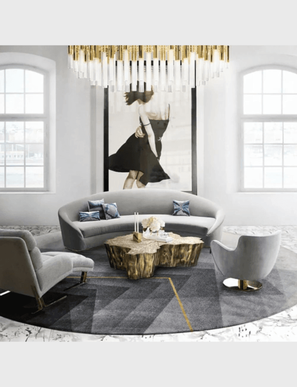 Lush Collective | Homary 7' x 7' Modern Abstract Geometric Gradient Multi-Color Area Rug