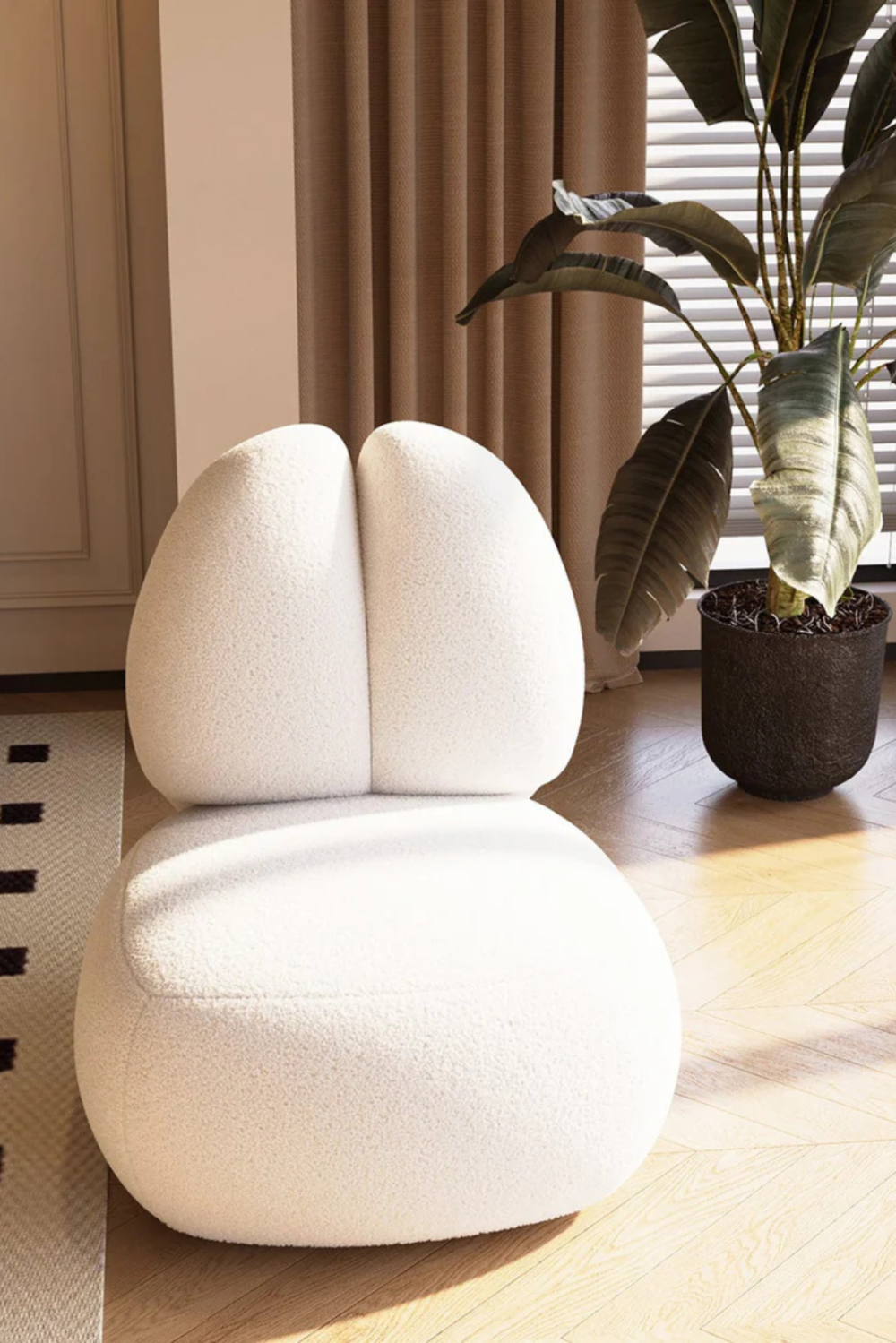 Lush Collective | Acanva Moony Fleece Curved Lounge Chair