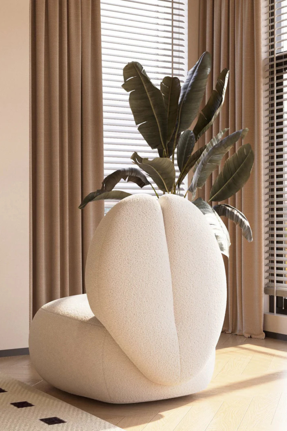 Lush Collective | Acanva Moony Fleece Curved Lounge Chair Back
