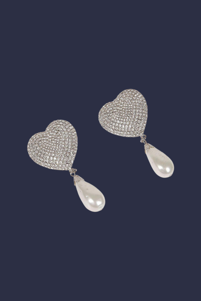 Lush Collective | Alessandra Rich Heart-Shaped Crystal Earrings