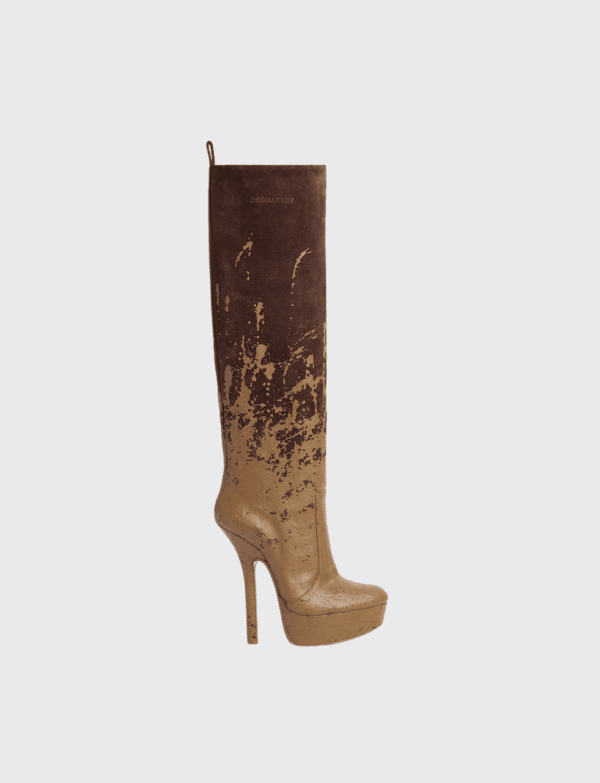 Lush Collective | DSQUARED2 Deanday Heeled Leather Long Boots Single