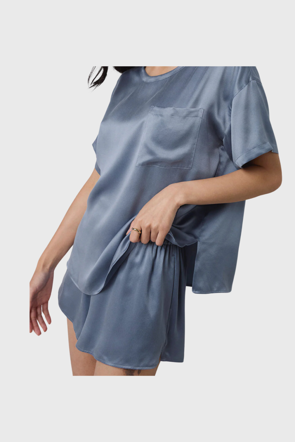 Lush Collective | Lunya Washable Silk Tee Short Set Detail