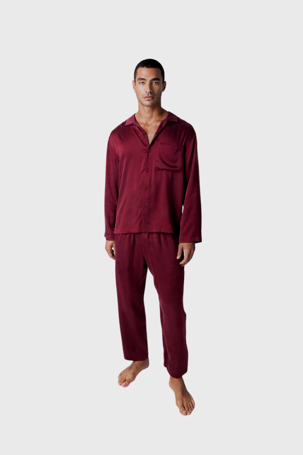 Lush Collective | Lunya Men's Washable Silk Button Up Set Front