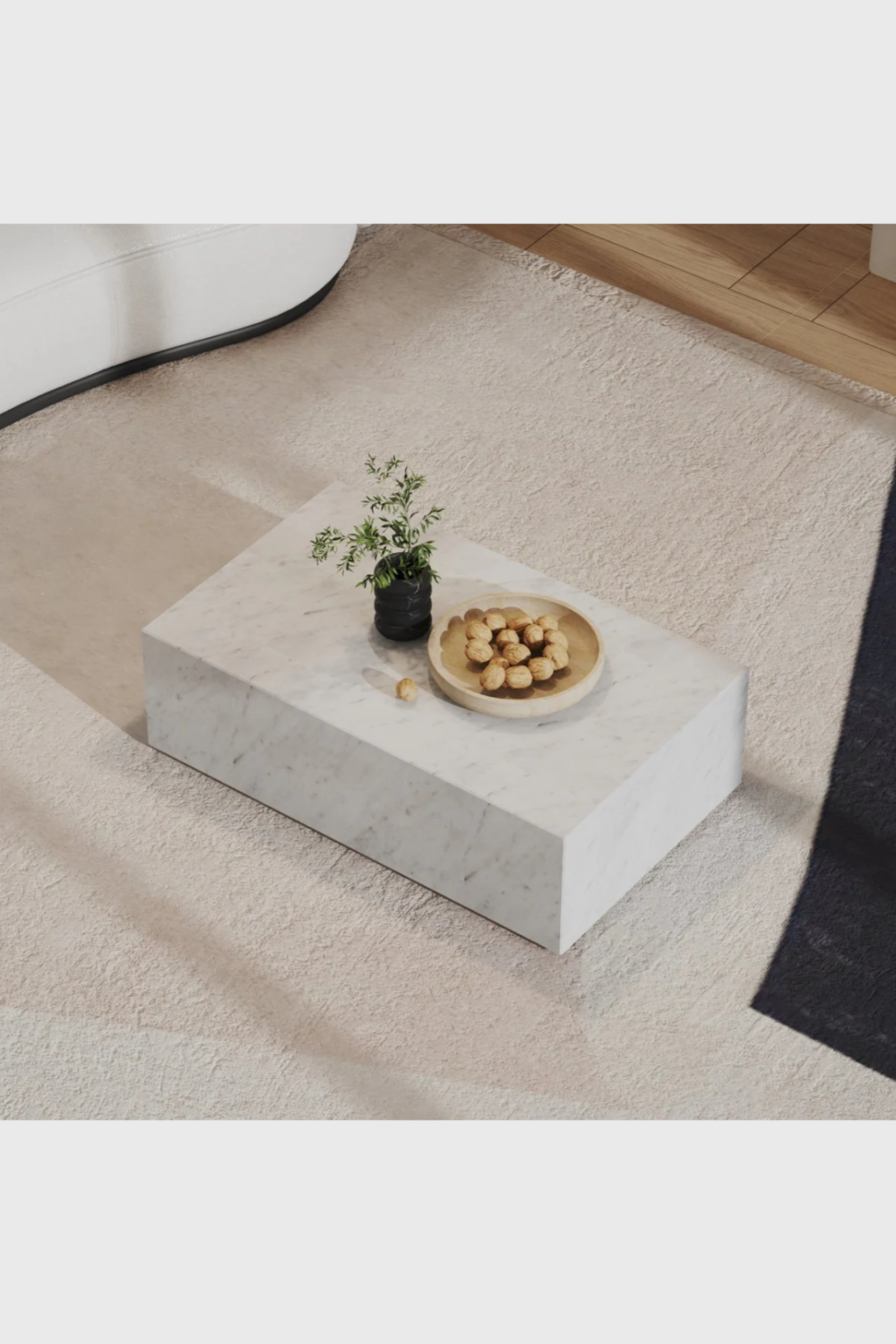 Lush Collective | Ozarke Italian Carrara White Coffee Table Above