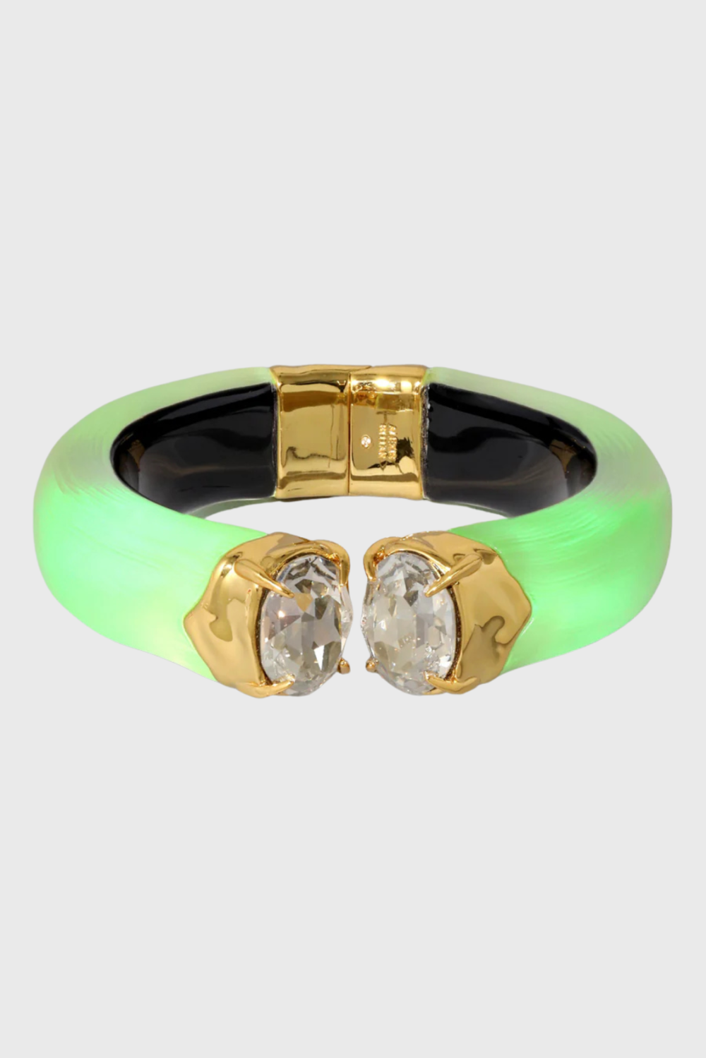 Lush Collective | Alexis Bittar Bonbon Crystal Lucite Hinge Bracelet - Neon Green - Front