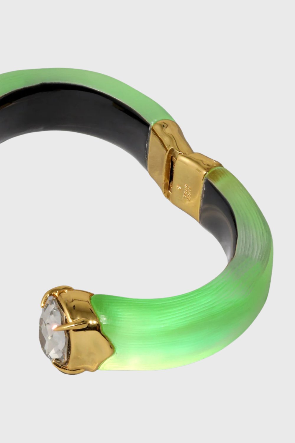 Lush Collective | Alexis Bittar Bonbon Crystal Lucite Hinge Bracelet - Neon Green - Open