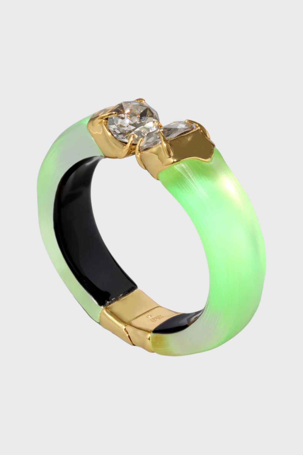 Lush Collective | Alexis Bittar Bonbon Crystal Lucite Hinge Bracelet - Neon Green - Side