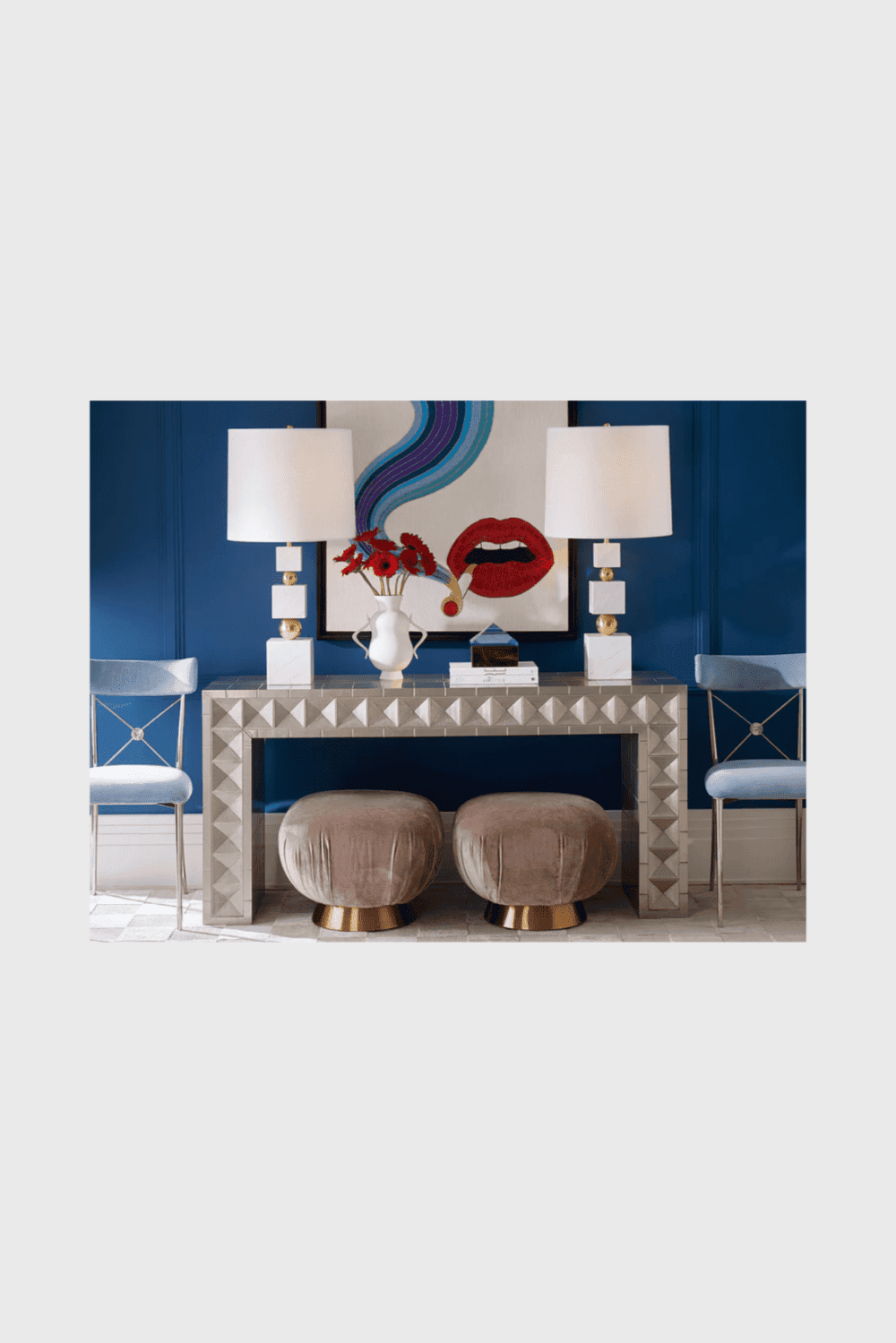 Lush Collective | Jonathan Adler Talitha 60.25" Waterfall Console Table Styled