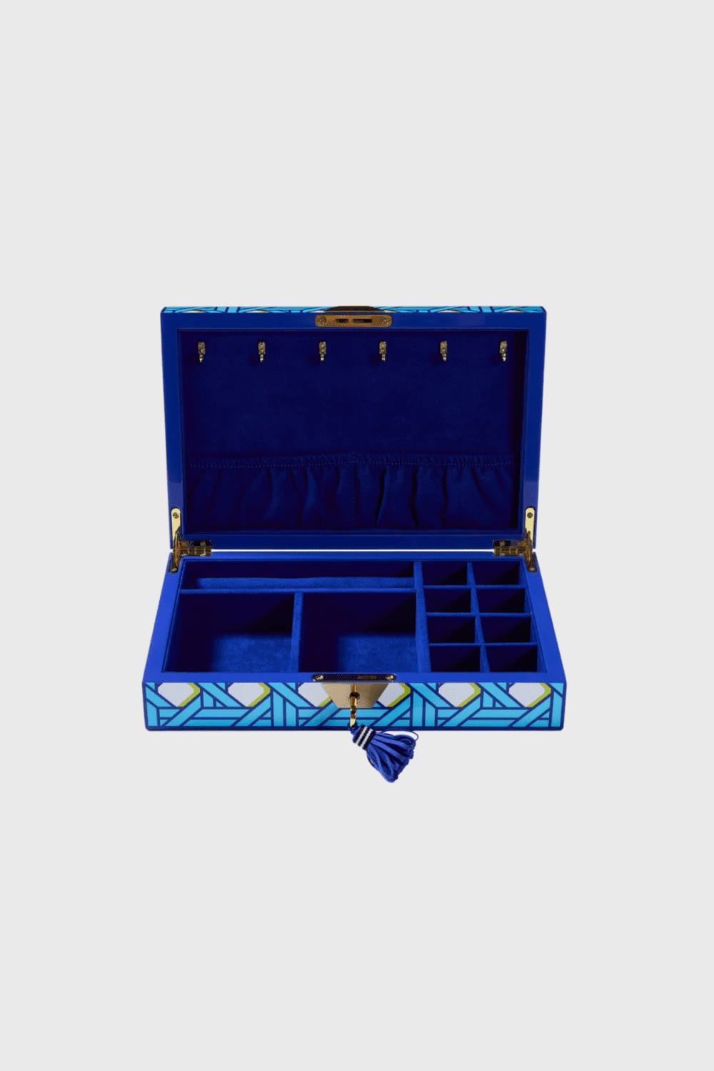 Lush Collective | Jonathan Adler Basketweave Lacquer Jewelry Box Open