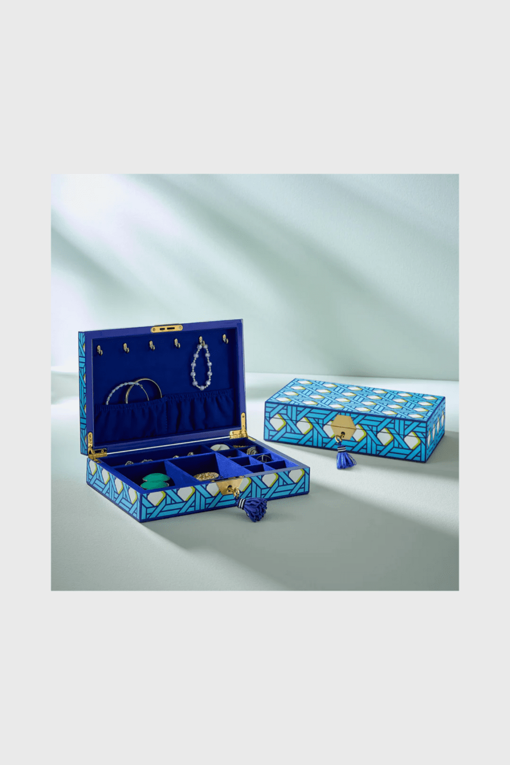 Lush Collective | Jonathan Adler Basketweave Lacquer Jewelry Box - Styled