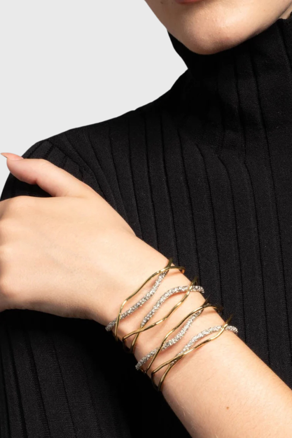 Lush Collective | Alexis Bittar Gold Crystal Intertwined Cuff Bracelet - Solanales in Gold