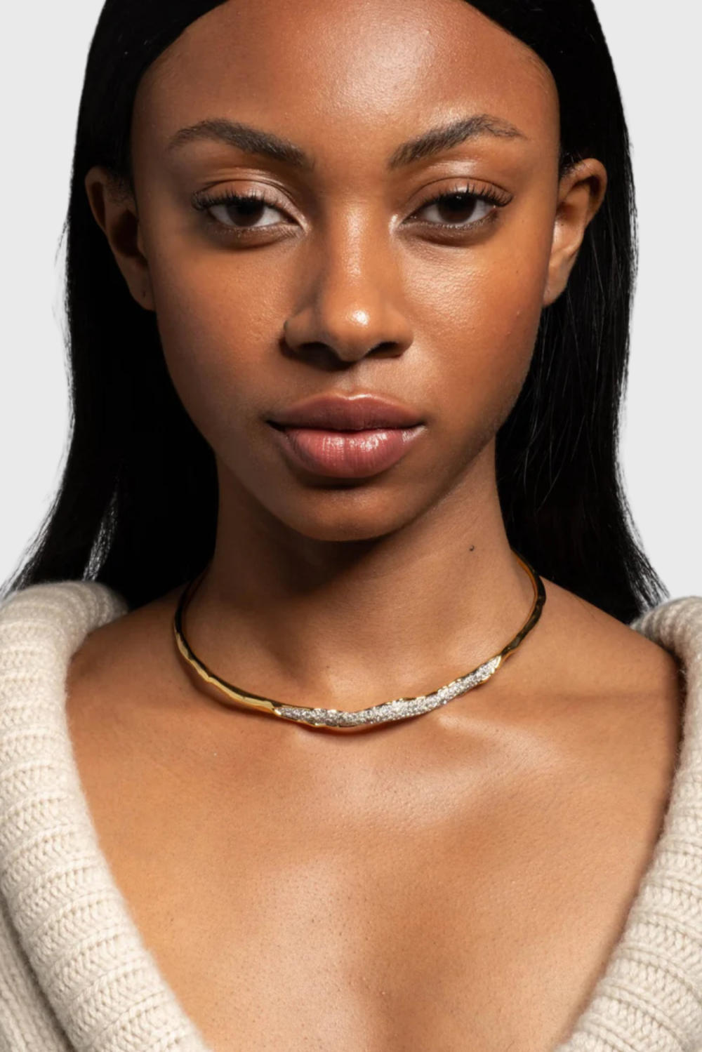 Lush Collective | Alexis Bittar Solanales Gold Crystal Skinny Collar Style