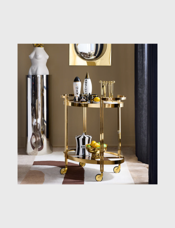 Lush Collective | Jonathan Adler Rocket Absinthe Decanter on bar cart