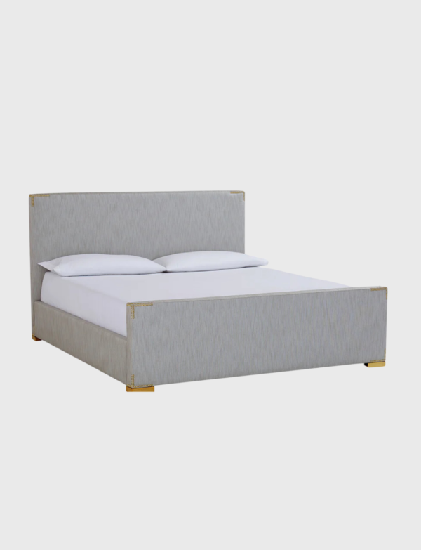 Lush Collective | Jonathan Adler Connery King Bed in Biarritz Cloud Fabric with Brass