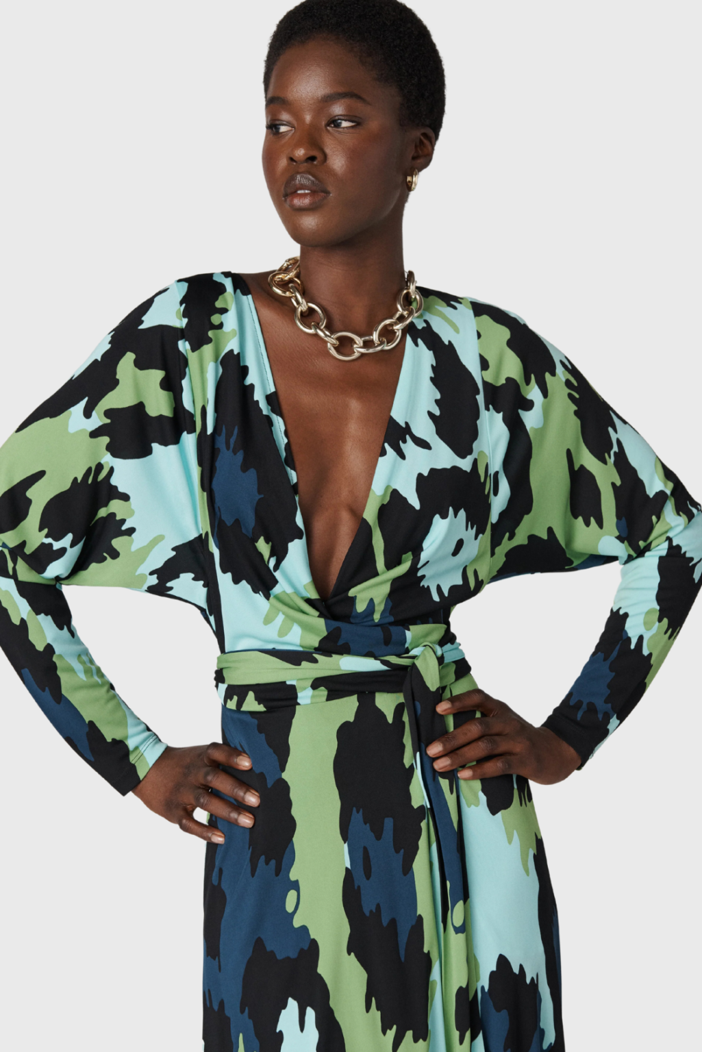 Lush Collective | Diane von Furstenberg Amara Wrap Dress in Giant Jungle Cat Print