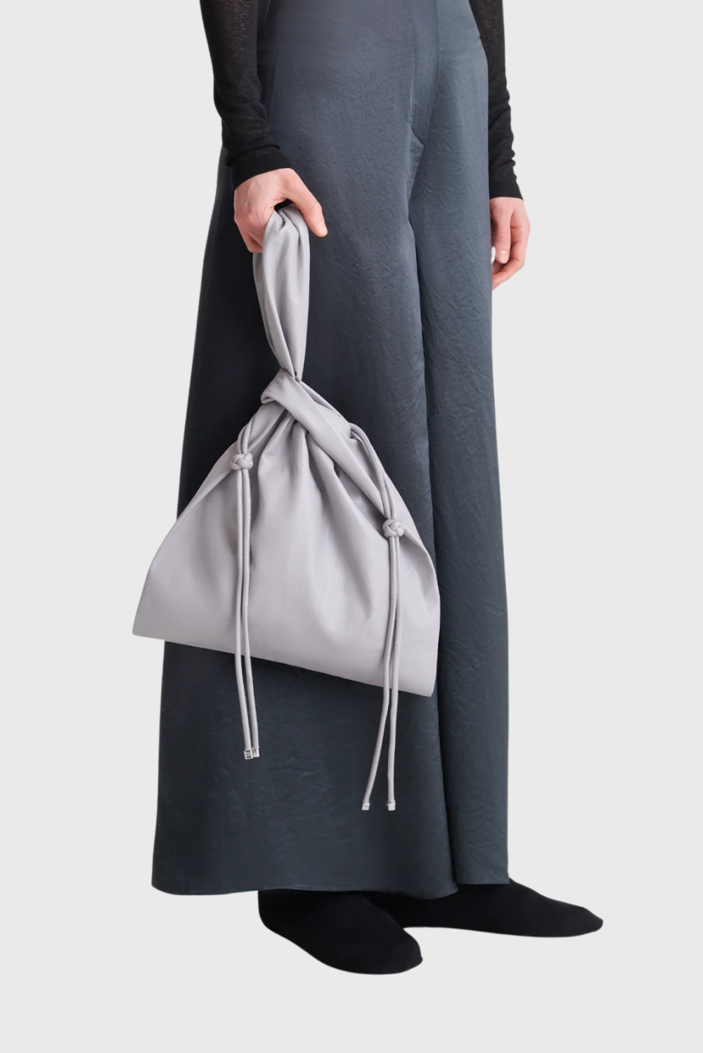 Lush Collective | Nanushka Jen Drawstring Bag in Black OKOBOR™ Alt-Leather - Grey