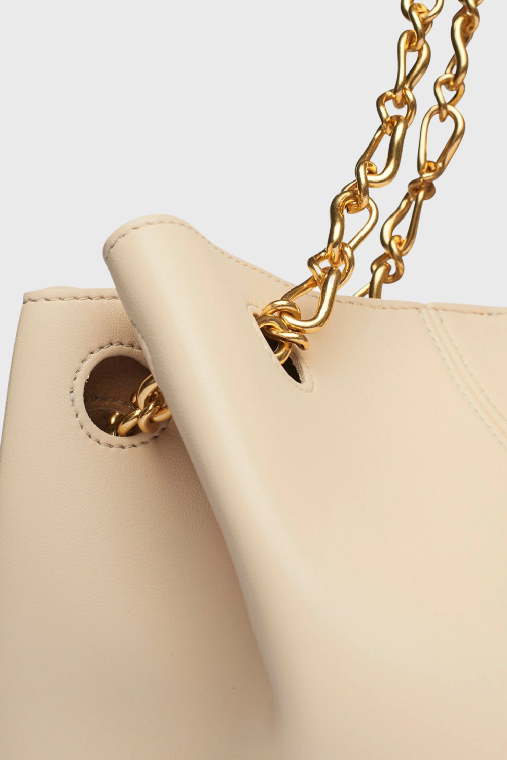 Lush Collective | Nanushka The Gather Bucket Bag in Creme Alt-Nappa | Designer Vegan Leather Handbag - Detail