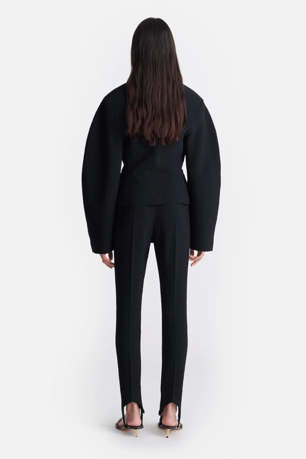 Lush Collective | Nanushka Kiyo Seersucker Blazer in Black | Modern Women's Tailored Jacket - Back