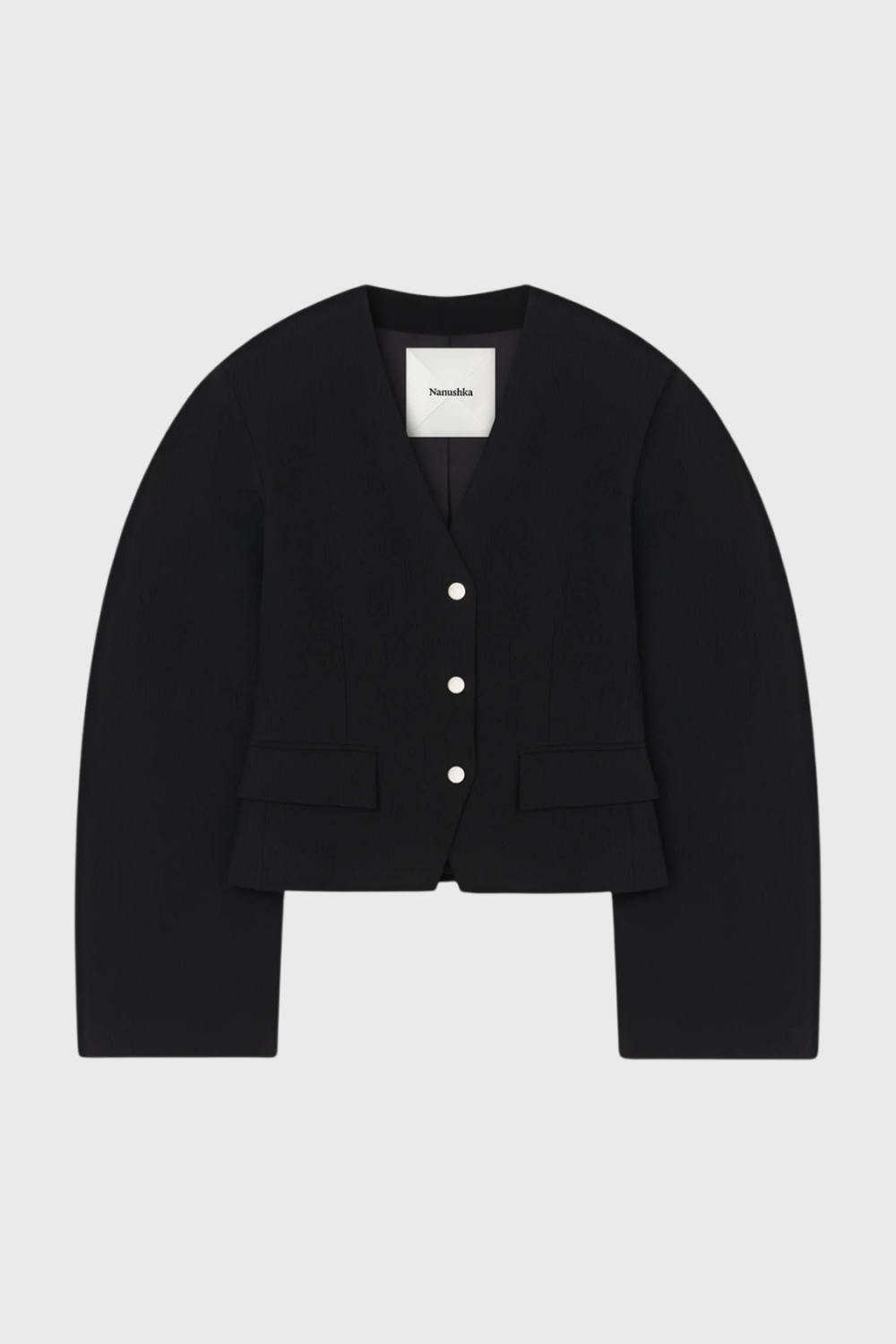 Lush Collective | Nanushka Kiyo Seersucker Blazer in Black | Modern Women's Tailored Jacket - Front