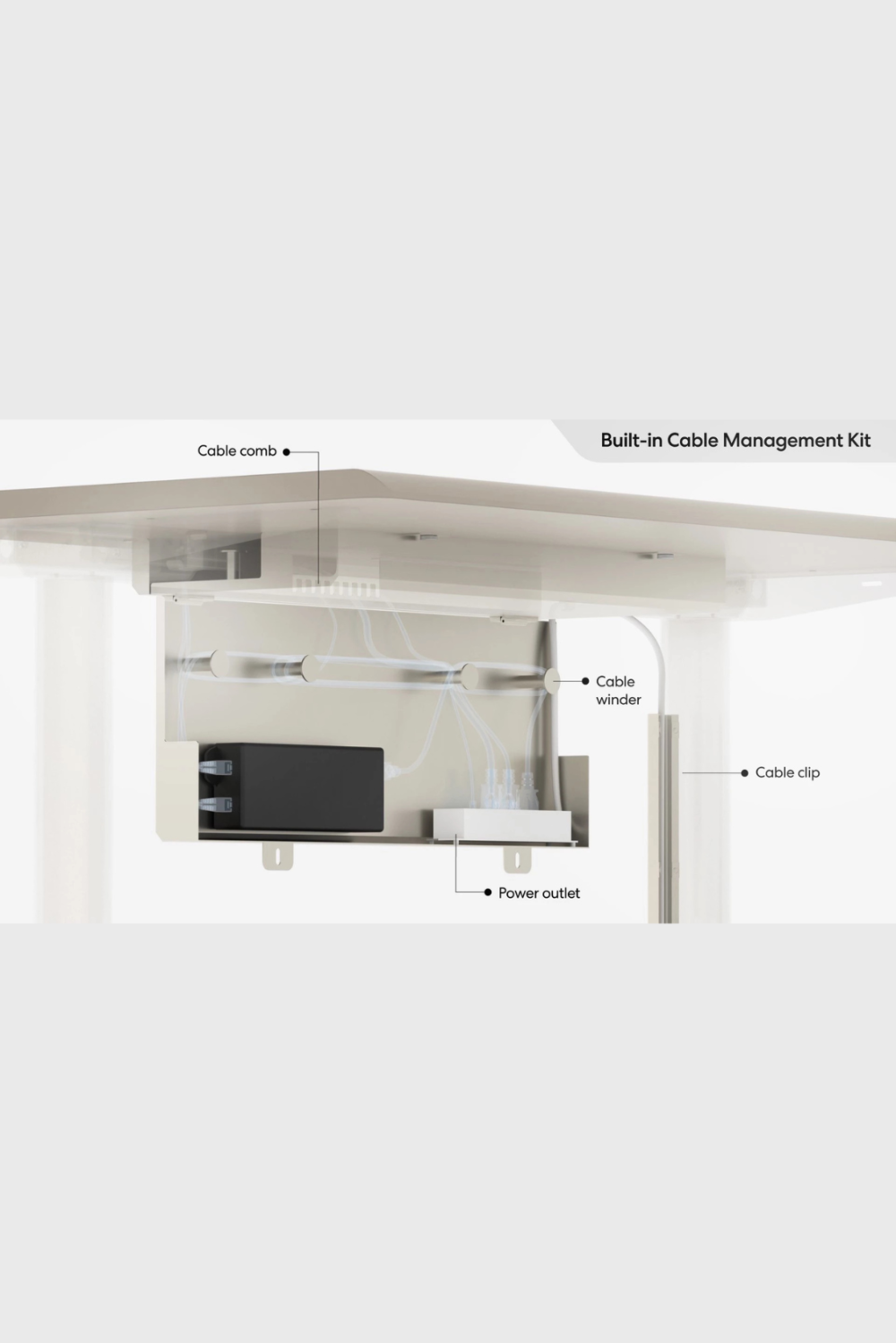 Lush Collective | Autonomous SmartDesk 5 Ergonomic Standing Desk with Cable Management - Cable Management