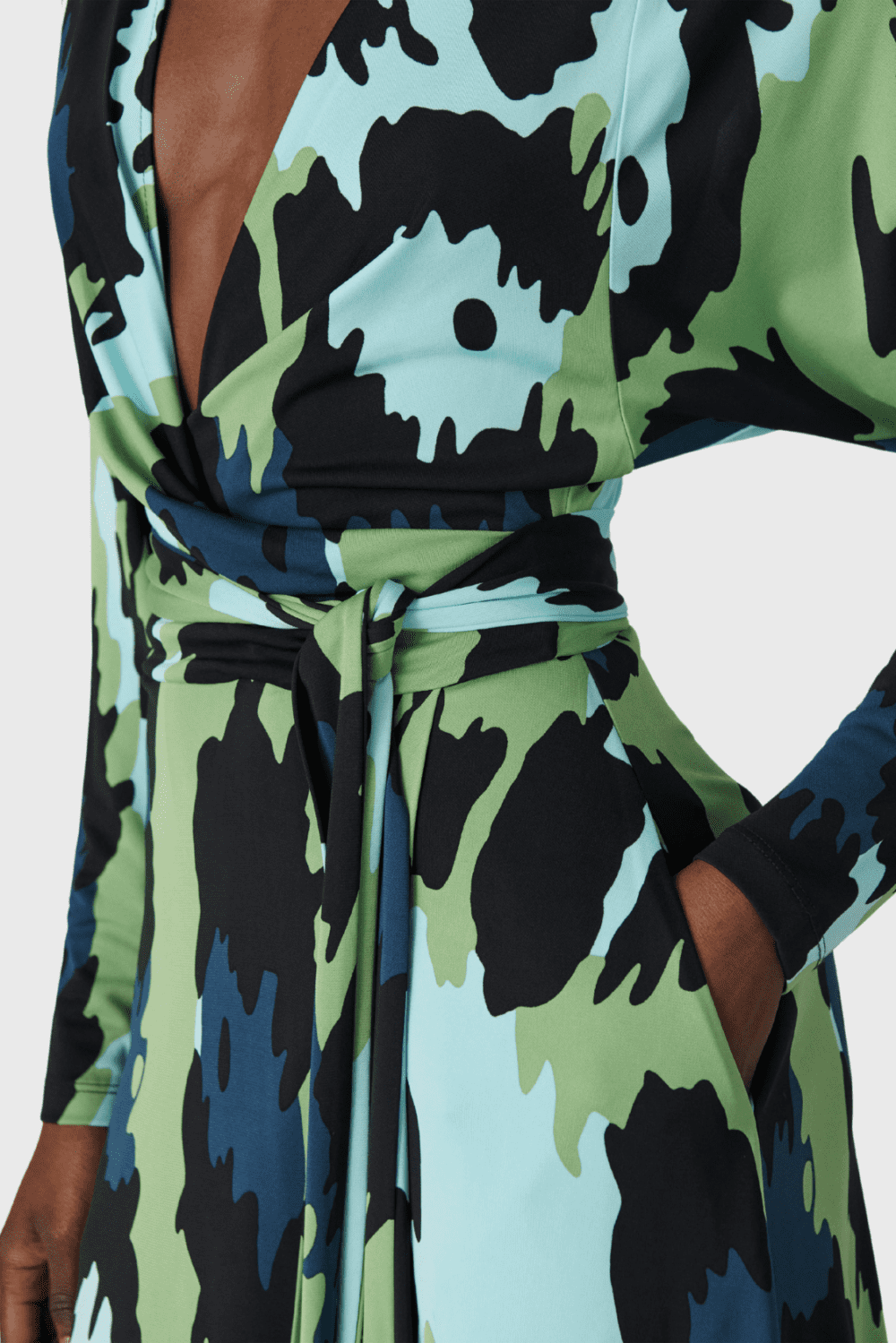 Lush Collective | Lush Collective | Diane von Furstenberg Amara Wrap Dress in Giant Jungle Cat Print - Detail