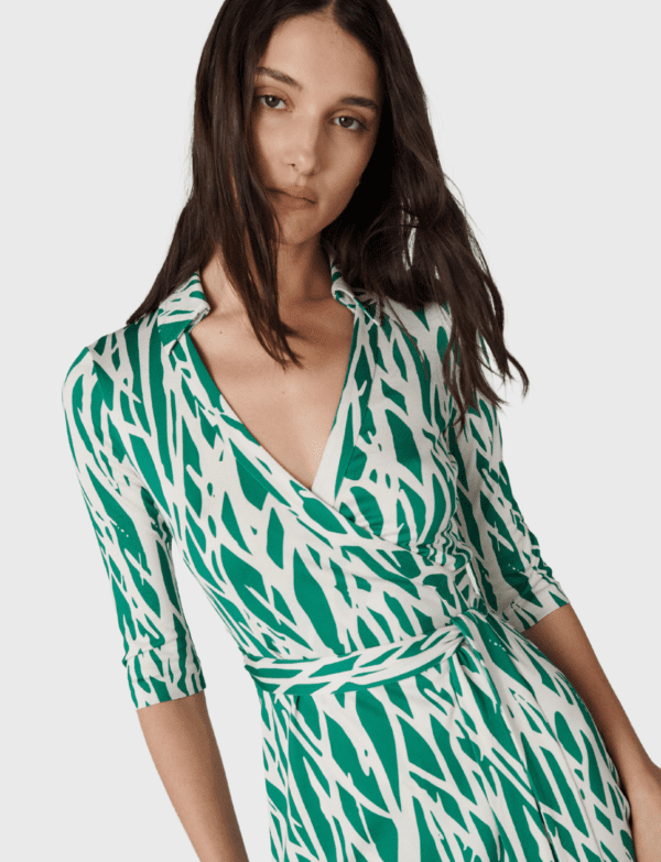 Lush Collective | Diane von Furstenberg Abigail Silk Jersey Maxi Wrap Dress in Twig Green
